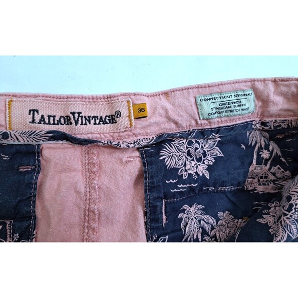 Tailor Vintage Chino Shorts Men's Size 36 Pink Linen Cotton Blend Bermuda - Picture 3 of 9